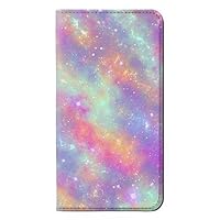 RW3706 Pastel Rainbow Galaxy Pink Sky PU Leather Flip Case Cover for iPhone 14 Pro