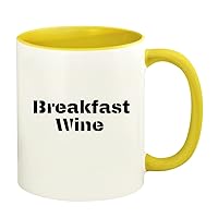 Breakfast Wine - 11oz Ceramic Colored Handle and Inside Coffee Mug Cup, Yellow