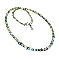 925 Sterling Silver Genuine Ethiopian Fire Opal Beaded 16Inch Strand Necklace Gift Jewelry