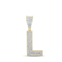 The Diamond Deal 14kt Two-tone Gold Mens Round Diamond L Initial Letter Charm Pendant 1/3 Cttw