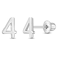 925 Sterling Silver Polished Number Screw Back Earrings For Toddlers, Little Girls and Preteens - Stylish Age Earrings For A Young Girls Birthday Celebration - Classic Earrings For Young Girls