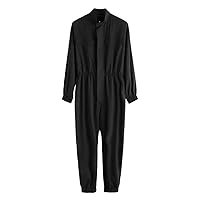 Men Jumpsuit Romper Long Sleeve Solid Color Streetwear Casual Trousers Cargo Overalls