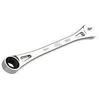 SK Hand Tool 80003 10 mm 6 Point X-Frame Metric Combination Ratcheting Wrench, Chrome, 1.7° Arc Swing, 216 Positions, Made in America