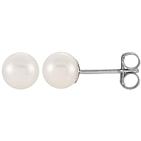 14k White Gold 5 5.5mm Polished Freshwater Cultured Pearl Earrings Jewelry for Women