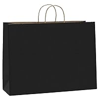 BagDream 100Pcs 16x6x12 Inches Kraft Paper Bags with Handles Bulk Gift Bags Shopping Bags for Grocery, Merchandise, Party, 100% Recyclable Large Black Paper Bags