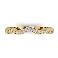 0.3 ct Brilliant Round Cut Wedding Bridal Engagement Clear Simulated Diamond Solid 18K Yellow Gold Designer Stackable Band