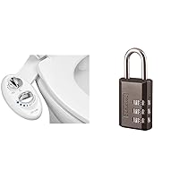 LUXE Bidet NEO 120 - Self-Cleaning Nozzle, Fresh Water Non-Electric Bidet Attachment for Toilet Seat & Master Lock Combination Padlock, 1, Black