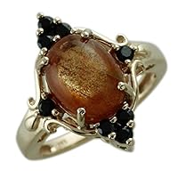 Carillon Sun Stone Oval Shape 2.59 Carat Natural Earth Mined Gemstone 14K Yellow Gold Ring Unique Jewelry for Women & Men