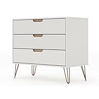Rockefeller 3-Drawer Wood Dresser in Off White/Natural