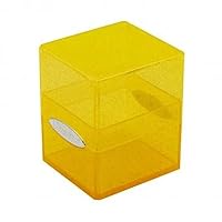 Ultra Pro - Glitter Yellow Satin Cube Deck Box: Compact, Secure & Durable Glitter Finish, Holds 100+ Cards, Snap-Fit Locking, Protects Collectible Cards, Sports Cards & Gaming Cards