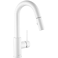 AS59W White Bar Faucet or Prep Sink Faucet with Pull Down Sprayer Single Handle