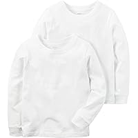 Carter's Little Boys' Long Sleeve 2-Pack Cotton Undershirts (White, 2T/3T)