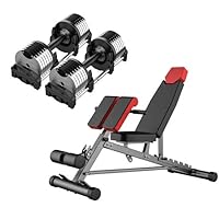 Finer Form Multi-Functional FID Bench for Full Body Workout and Adjustable Dumbbells 5-32.5 lbs