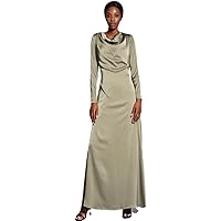 Satin Long Maxi Dress Solid Long Sleeve Abaya Dress Large Swing Lace Up Long Dress for Women