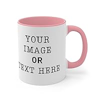 Custom Coffee Mug - Personalized Two Color Accent Mug - 3 colors to choose - Color Rim and Handle - Two Color Mug