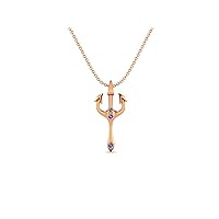 MOONEYE 2.5 MM Round Tanzanite Gemstone Trident of Poseidon Pendant in 925 Sterling Silver Greek Mythology Necklace Ancient Necklace