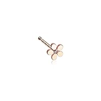 Rose Gold-Tone 316L Surgical Steel Clear Grand Plumeria Flower Stud Ring Choose Your Style 20G