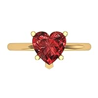 2.1 ct Brilliant Heart Cut Solitaire Red Garnet Classic Anniversary Promise Engagement ring Solid 18K Yellow Gold for Women