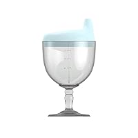 Bpa-free Baby Cup Food Grade Kids 150ml Goblet with Lid Heat Cold Resistant Leak-proof Dishwasher Safe Infant Beverage Drink Juice Milk Water Wine Blue