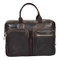 DR280 Men's Vintage Leather Organizer Briefcase Brown