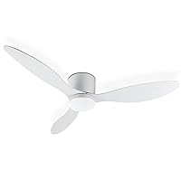 Noaton Fornax Ceiling Fan with Lighting, White, Diameter 132 cm, DC Motor 40 W, Dimmable LED Module 22 W, 3 Colour Temperatures, Remote Control, Timer, Air Flow up to 185 m3/min