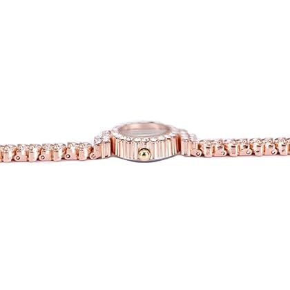 Gullor King Girl Royal Rose Gold Bracelet Watch Full Crystal Diamonds for Ladies Quartz Round