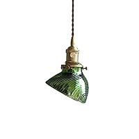 Creative Japanese Green Irregular Shape Pendant Lighting, Simple Household Glass Material Mini Chandelier, Textured American Industrial Style Hanging Lamp, Bedroom Bedside Droplight,Green