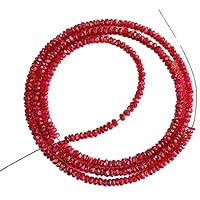 Kashish Gems & Jewels Natural African Ruby Gemstone Micro Faceted Beads | Ruby Rondelles Beads Necklace | Precious Gemstone Size 2-2 MM 18