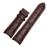 23mm Curved Leather Watch Strap Fits & Other Curvedend Watch Bands Without Buckle (Brown)