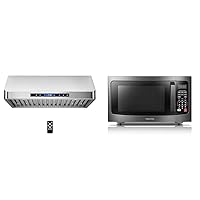 COSMO COS-QS75 30 in. Under Cabinet Range Hood with 500 CFM, Permanent Filters, LED Lights & TOSHIBA EM131A5C-BS Countertop Microwave Ovens 1.2 Cu Ft