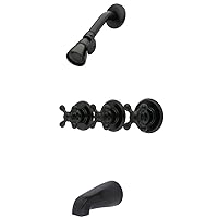 Kingston Brass KB235AX Tub and Shower Faucet with 3-Cross Handle, Oil Rubbed Bronze,5-Inch Spout Reach