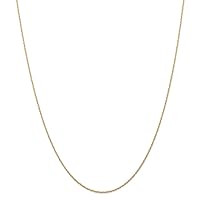 JewelryWeb 14k Gold .7 mm Carded Cable Rope Chain Necklace - Length Options: 14 16 18 20 22 24