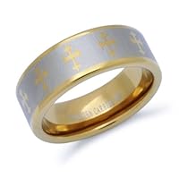 Cross Tungsten Ring Wedding Band for Men and Women Gold Plated CrossTungsten Ring Size 7-15 SHJTCR091
