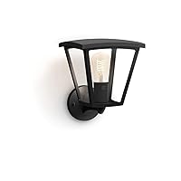 Philips Hue Inara Outdoor Smart Wall Light, Black - E26 White Filament LED Bulb - 1 Pack - Requires Hue Bridge - Control with Hue App and Voice - Weatherproof