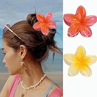Flower Hair Claws Clip, 2PCS Large Claw Clips for Thick Hair,Strong Hold Nonslip Hair Clips Hawaiian Flower Claw Cute Hair Clips for Long Curly Thin Hair Hair Accessories for Women Girls (C)