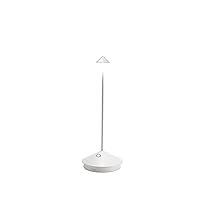 Zafferano Pina Pro LED Table Lamp (Color: White) in Aluminum, IP54 Protection, Indoor/Outdoor use, Contact Charging Base, 11”, USA Plug
