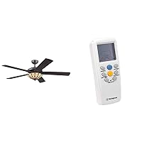 Westinghouse Lighting Comet Tiffany 7248540 Ceiling Fan with Lighting, A++ to E, Metal, 60 W, 132 x 132 x 38 cm & Wireless Thermostat for Ceiling Fan and Remote Control for Lighting