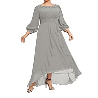 Lace Plus Size Mother of The Bride Dresses Scoop Evening Formal Dress Long Sleeves