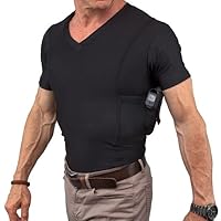 Men's Concealment Holster V-Neck Coolux Shirt, Black 4032-BLK-LG
