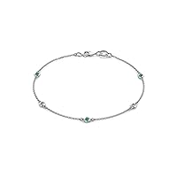 Emerald & Natural Diamond 5 Station Petite Bracelet 0.21 ctw 14K Gold