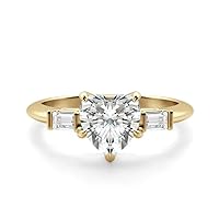 Heart Moissanite Engagement Ring for Women, 3.0 Carats Center Moissanite Bridal Wedding Ring Promise Ring for Her Solid 10K/14K/18K Yellow Gold