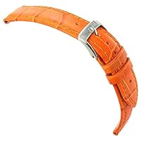 18mm Milano Genuine Italian Leather Alligator Grain Orange Watch Band 2269