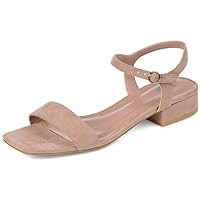 Journee Collection Womens Beyla Heels with Square Shaped Open Toe and Buckle Closure