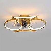 Chandelieres Invisible Fan Ceiling Light Nordic Remote Control Smart Ceiling Light with Fans Art Concise Design Bedroom Kitchen Study Decoration Fan Chandelier Interesting Life/Gold/45Cm