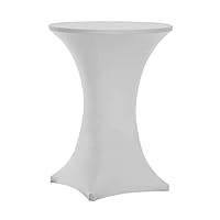 24 Inch (2 FT) Spandex Cocktail Table Cover Fitted Stretch Tablecloth for Decoration of Wedding Engagement Club Bar Outdoor Party (White, 24 Inch)