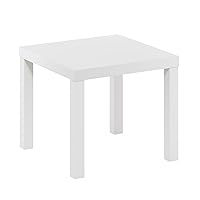 Classic Square Parsons Side End Table, 1-Pack, White