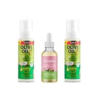 ORS Olive Oil Hold & Shine Wrap Set Mousse Infused with Coconut Oil for Restorative Shine - Nourish & Grow* Hair & Scalp Oil Infused with Avocado Oil & Peppermint for Strength & Length - Bundle
