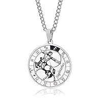 12 Constellations Pendant Necklace Men Domineering Personality Turntable Couple Necklace Birthday Gift Valentine Gift