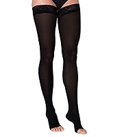 Women’s Style Soft Opaque 840 Open Toe Thigh-Highs w/Grip Top 15-20mmHg - Black - Large Long