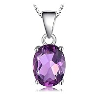 JewelryPalace Natural Gemstone Garnet Peridot Amethyst Citrine Blue Topaz Birthstone Solitaire Pendant Necklace Jewelry Set, 14k Gold Plated 925 Sterling Silver Necklaces for Women, 18 Inch Box chain